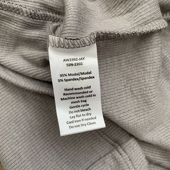 NWT ATM Jay Stretch Modal Ribbed Midi Dress Short Cap Sleeve V-Neck Gray Size XS - Picture 5 of 5